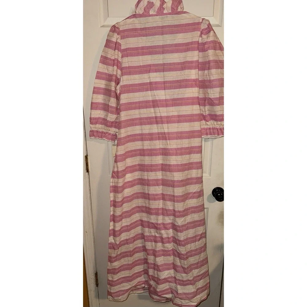 Bloomingdale's Cotton Robe‎ , Ruffles Pockets , Striped , Tie, Lightweight NWT